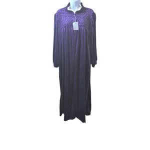 Vintage Women's Saybury Pintuck Velvet Robe Purple Night Gown Lounger - 3X - New